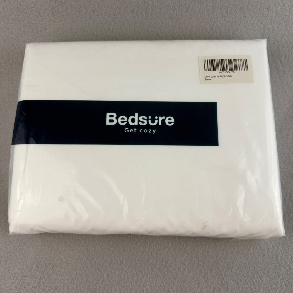 Bedsure Get Cozy Duvet‎ Cover Set Queen Size 90x90 Inch White 3 Piece